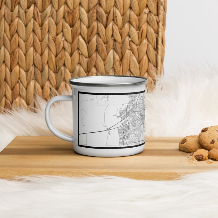Left View Custom Albuquerque New Mexico Map Enamel Mug in Classic on Table Top