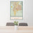 24x36 Albuquerque New Mexico Map Print Portrait Orientation in Woodblock Style Behind 2 Chairs Table and Potted Plant