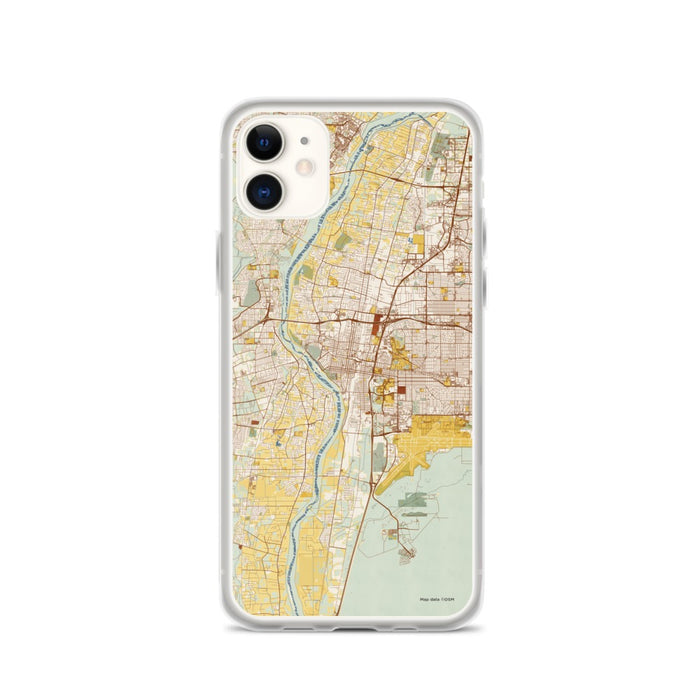 Custom Albuquerque New Mexico Map Phone Case in Woodblock