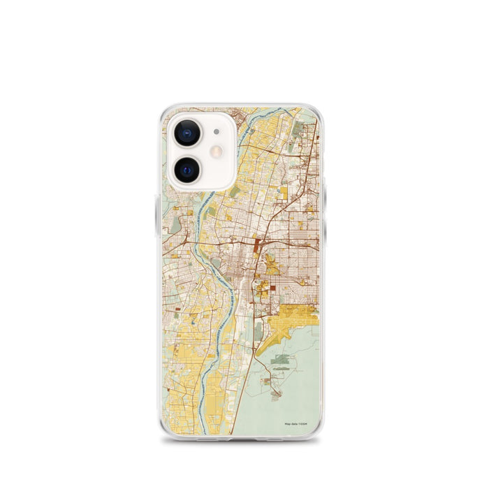 Custom Albuquerque New Mexico Map iPhone 12 mini Phone Case in Woodblock