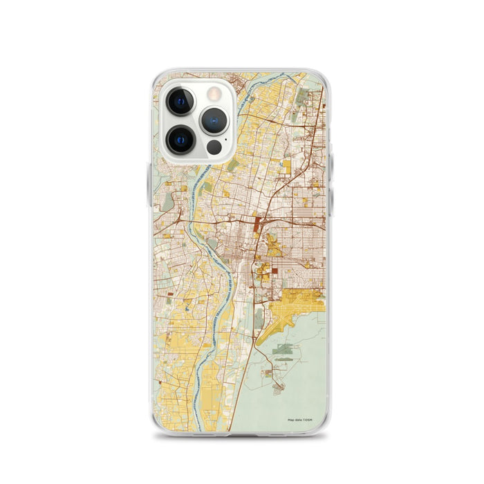 Custom Albuquerque New Mexico Map iPhone 12 Pro Phone Case in Woodblock