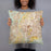 Person holding 18x18 Custom Albuquerque New Mexico Map Throw Pillow in Woodblock