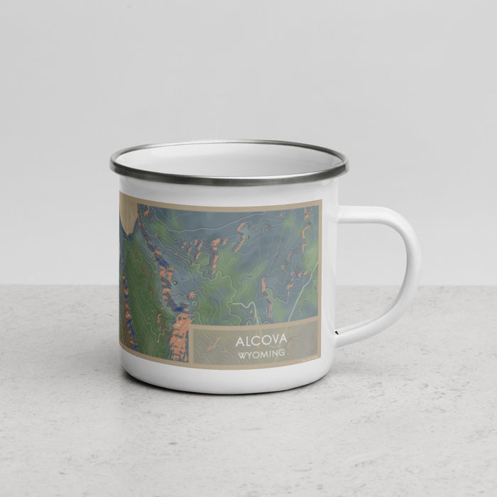 Right View Custom Alcova Wyoming Map Enamel Mug in Afternoon