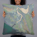 Person holding 22x22 Custom Alcova Wyoming Map Throw Pillow in Afternoon