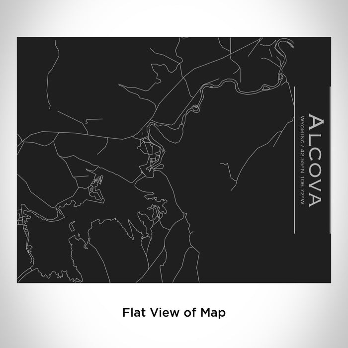 Rendered View of Alcova Wyoming Map Engraving on 20oz Stainless Steel Insulated Bottle with Bamboo Top in Black