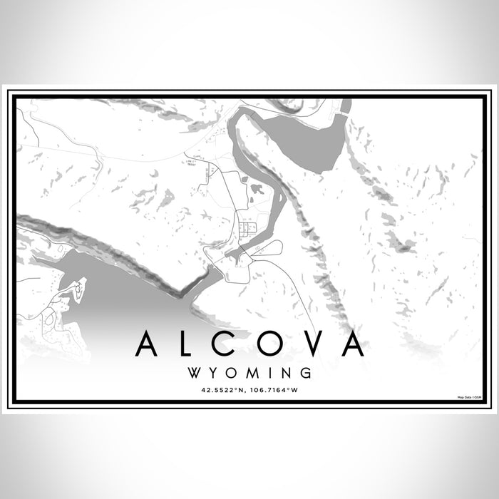 Alcova Wyoming Map Print Landscape Orientation in Classic Style With Shaded Background