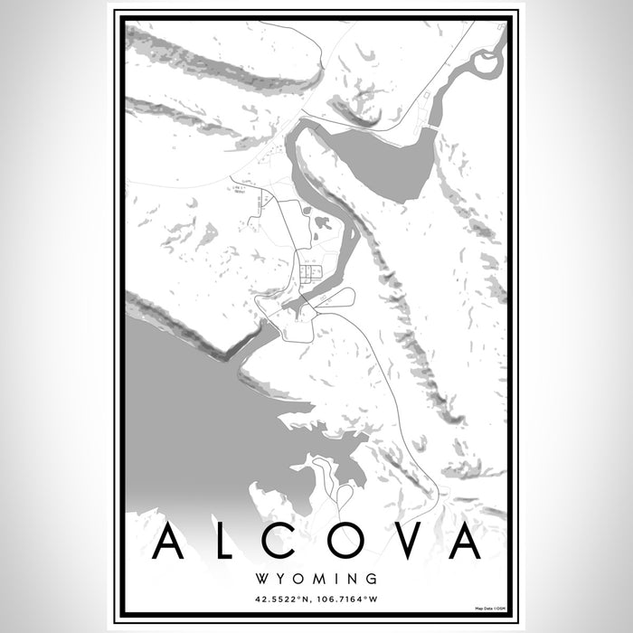 Alcova Wyoming Map Print Portrait Orientation in Classic Style With Shaded Background
