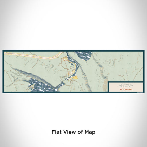 Flat View of Map Custom Alcova Wyoming Map Enamel Mug in Woodblock