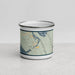 Front View Custom Alcova Wyoming Map Enamel Mug in Woodblock