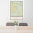 24x36 Aledo Texas Map Print Portrait Orientation in Woodblock Style Behind 2 Chairs Table and Potted Plant