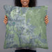 Person holding 22x22 Custom Aledo Texas Map Throw Pillow in Afternoon