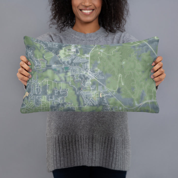 Person holding 20x12 Custom Aledo Texas Map Throw Pillow in Afternoon