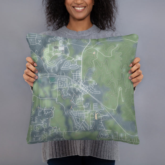 Person holding 18x18 Custom Aledo Texas Map Throw Pillow in Afternoon