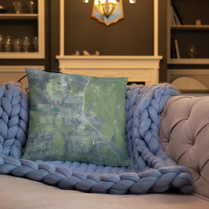 Custom Aledo Texas Map Throw Pillow in Afternoon on Cream Colored Couch
