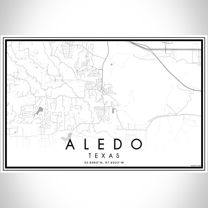Aledo Texas Map Print Landscape Orientation in Classic Style With Shaded Background