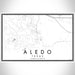 Aledo Texas Map Print Landscape Orientation in Classic Style With Shaded Background