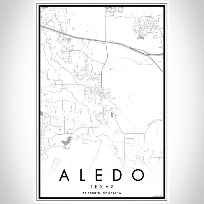 Aledo Texas Map Print Portrait Orientation in Classic Style With Shaded Background