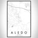 Aledo Texas Map Print Portrait Orientation in Classic Style With Shaded Background