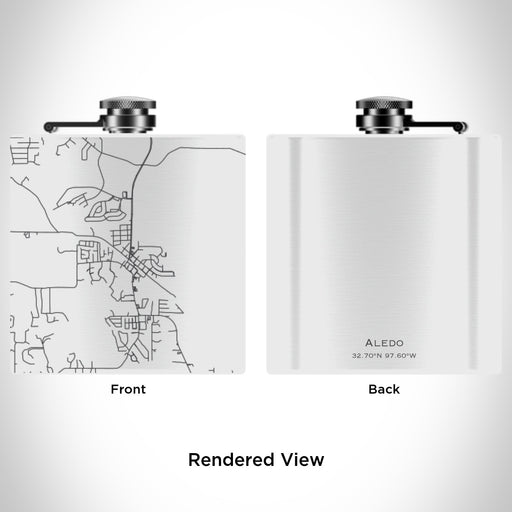 Rendered View of Aledo Texas Map Engraving on 6oz Stainless Steel Flask in White