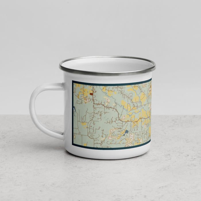 Left View Custom Aledo Texas Map Enamel Mug in Woodblock