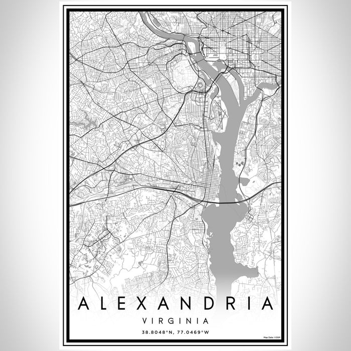 Alexandria Virginia Map Print Portrait Orientation in Classic Style With Shaded Background