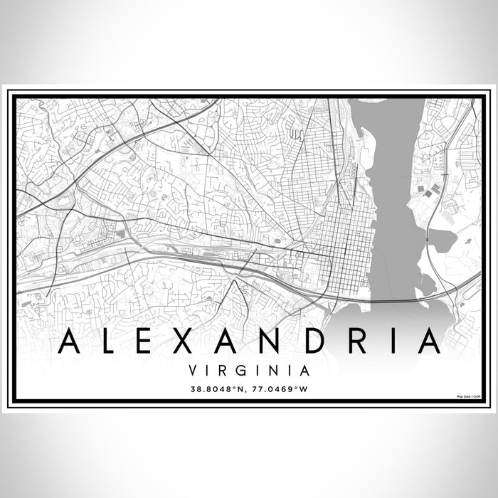 Alexandria Virginia Map Print Landscape Orientation in Classic Style With Shaded Background