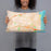 Person holding 20x12 Custom Alexandria Virginia Map Throw Pillow in Watercolor
