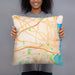Person holding 18x18 Custom Alexandria Virginia Map Throw Pillow in Watercolor