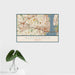16x24 Alexandria Virginia Map Print Landscape Orientation in Woodblock Style With Tropical Plant Leaves in Water
