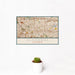 12x18 Alhambra California Map Print Landscape Orientation in Woodblock Style With Small Cactus Plant in White Planter
