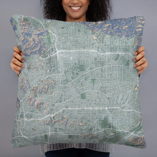Person holding 22x22 Custom Alhambra California Map Throw Pillow in Afternoon