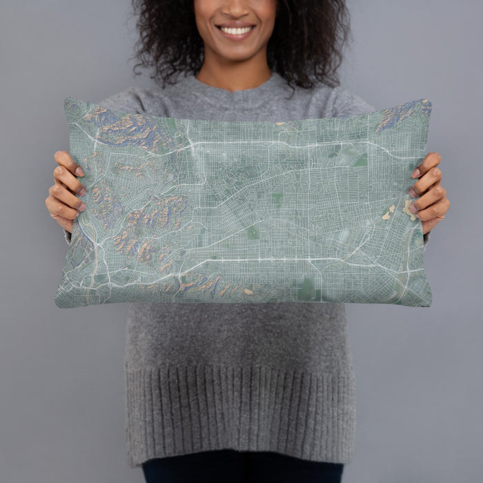 Person holding 20x12 Custom Alhambra California Map Throw Pillow in Afternoon