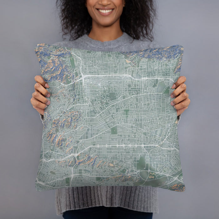 Person holding 18x18 Custom Alhambra California Map Throw Pillow in Afternoon