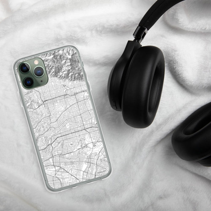 Custom Alhambra California Map Phone Case in Classic on Table with Black Headphones