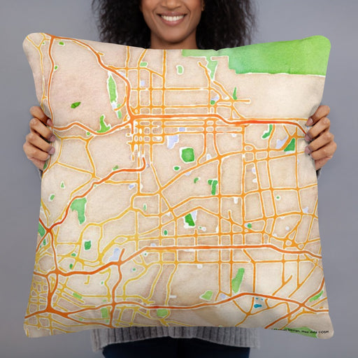 Person holding 22x22 Custom Alhambra California Map Throw Pillow in Watercolor