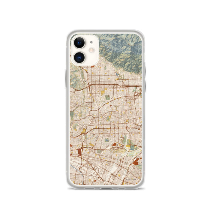 Custom iPhone 11 Alhambra California Map Phone Case in Woodblock