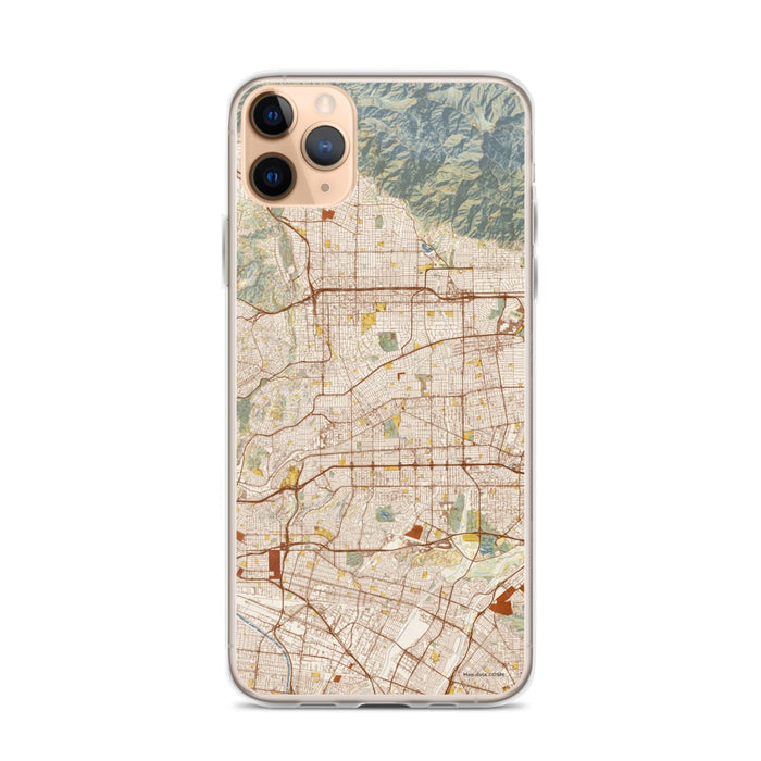 Custom iPhone 11 Pro Max Alhambra California Map Phone Case in Woodblock