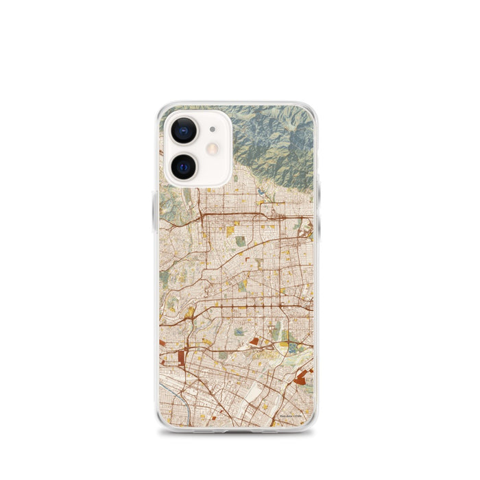 Custom iPhone 12 mini Alhambra California Map Phone Case in Woodblock