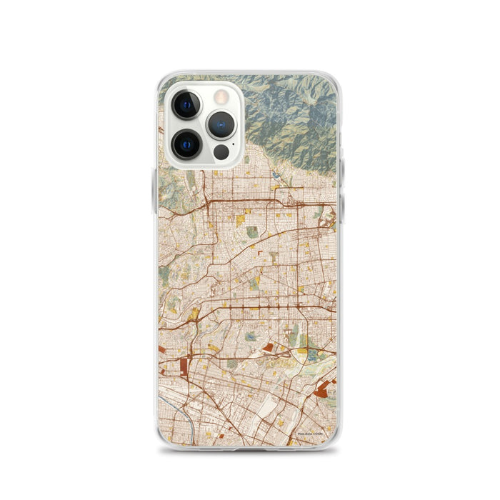 Custom iPhone 12 Pro Alhambra California Map Phone Case in Woodblock