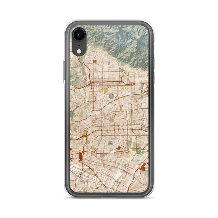 Custom iPhone XR Alhambra California Map Phone Case in Woodblock