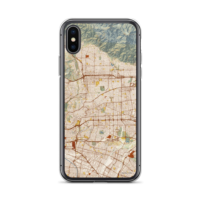 Custom iPhone X/XS Alhambra California Map Phone Case in Woodblock