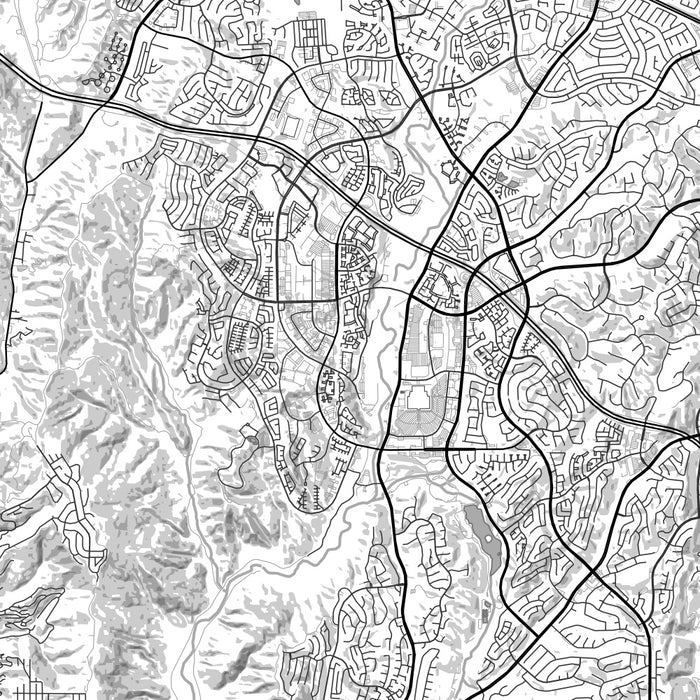 Aliso Viejo California Map Print in Classic Style Zoomed In Close Up Showing Details