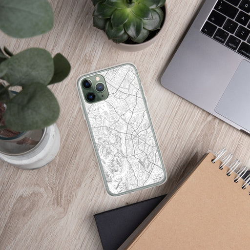 Custom Aliso Viejo California Map Phone Case in Classic on Table with Laptop and Plant