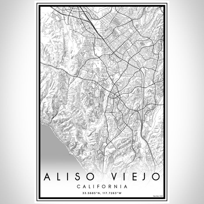 Aliso Viejo California Map Print Portrait Orientation in Classic Style With Shaded Background