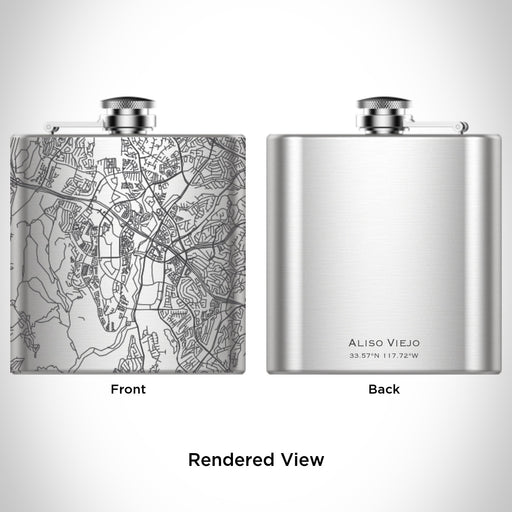 Rendered View of Aliso Viejo California Map Engraving on 6oz Stainless Steel Flask