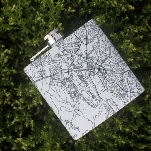 Aliso Viejo California Custom Engraved City Map Inscription Coordinates on 6oz Stainless Steel Flask in White