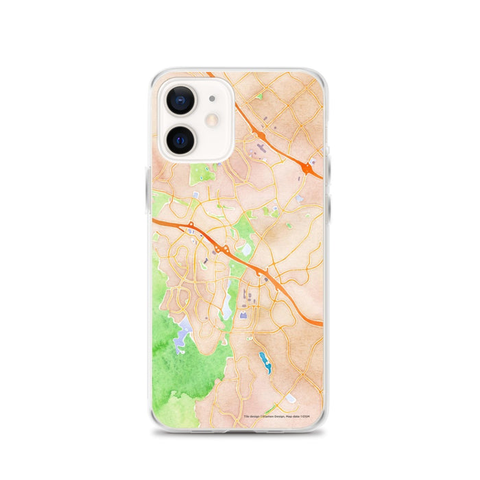 Custom iPhone 12 Aliso Viejo California Map Phone Case in Watercolor