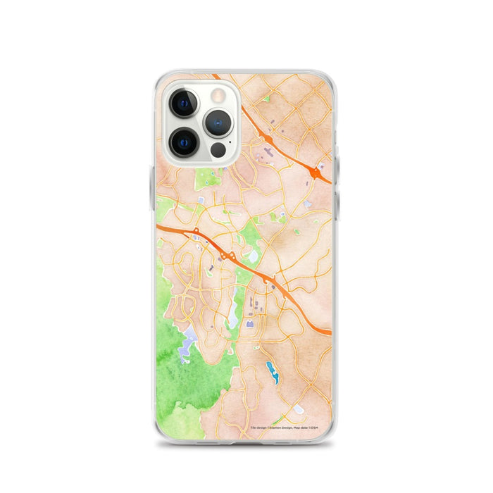 Custom iPhone 12 Pro Aliso Viejo California Map Phone Case in Watercolor