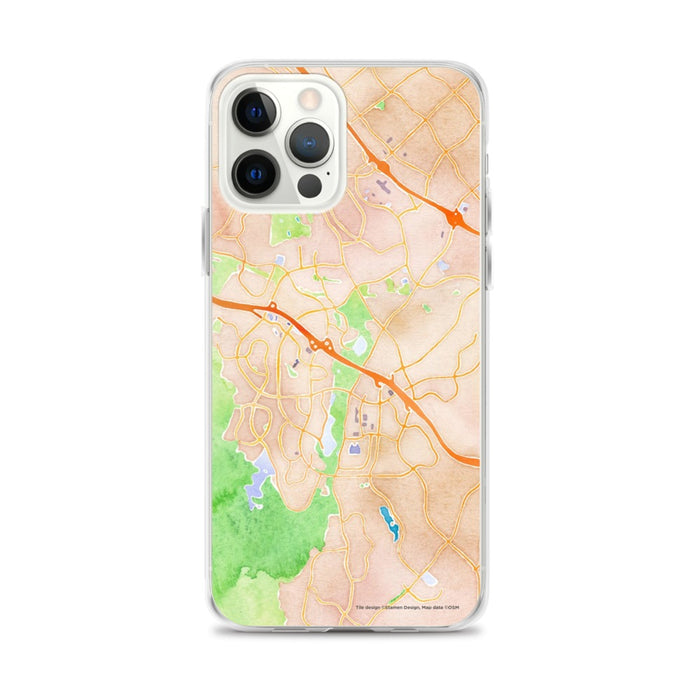 Custom iPhone 12 Pro Max Aliso Viejo California Map Phone Case in Watercolor