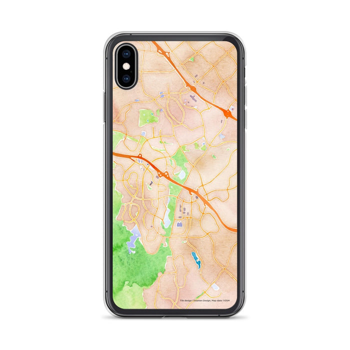Custom iPhone XS Max Aliso Viejo California Map Phone Case in Watercolor